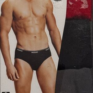 Murano Black, Gray and Red Men's Briefs with Branded Waistband